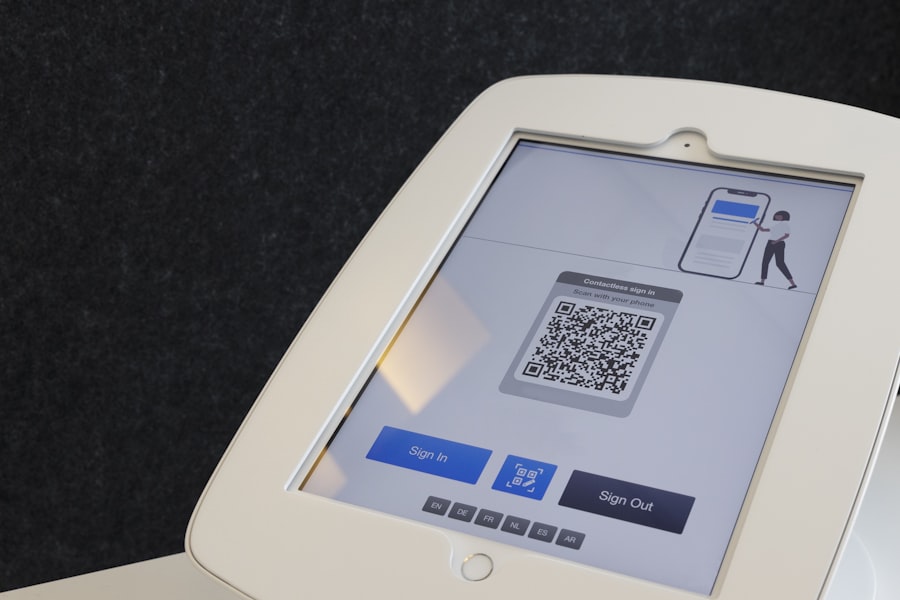 Een QR-code op een scherm, klaar om met een smartphone gescand te worden