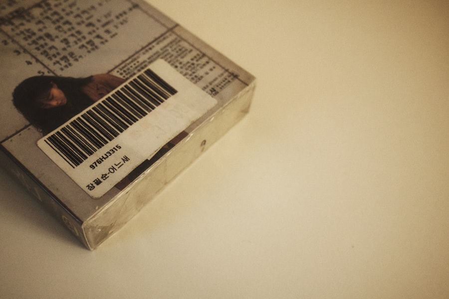 Close-up van een streepjescode met cijfers op een productverpakking