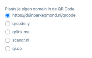 When generating your QR-code, you can now select your own domain name as scan URL.